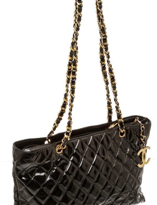 Chanel Black Quilted Patent Leather Shoulder Bag