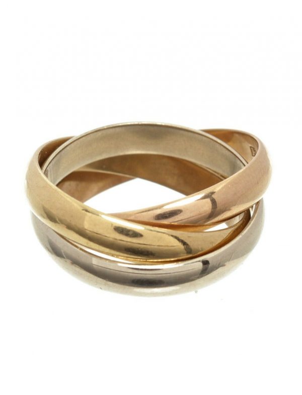 Cartier White, Yellow, And Rose Gold Classic Trinity Ring
