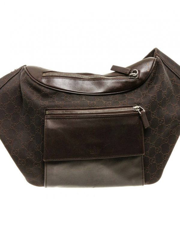 Gucci Chocolate GG Canvas Leather Crossbody Bag