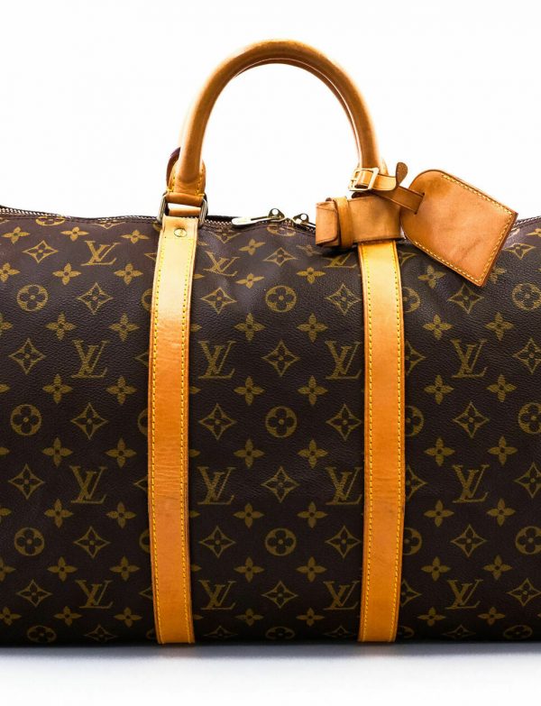 Louis Vuitton Monogram Canvas Leather Keepall 50 cm Duffle Bag Luggage