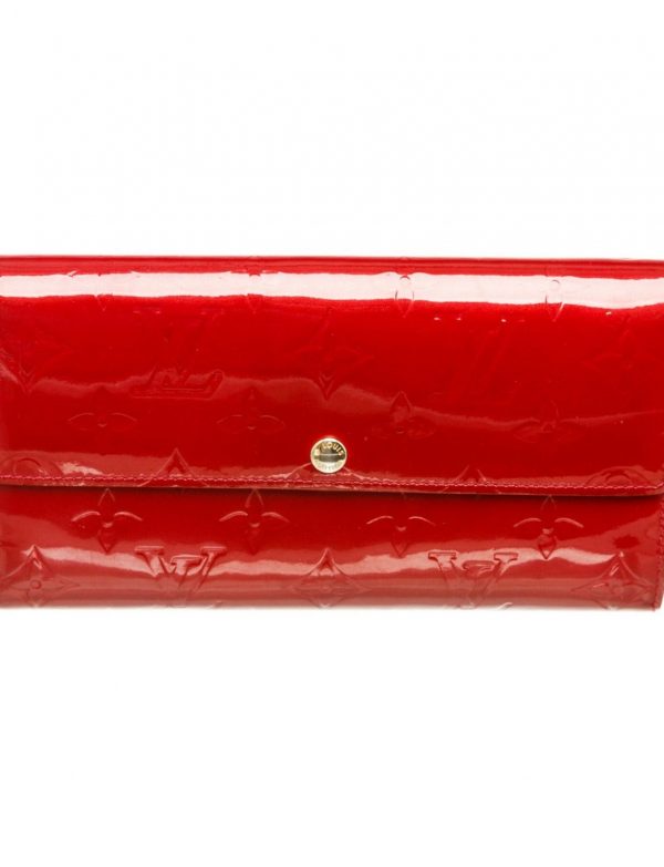 Louis Vuitton Red Monogram Vernis Leather Sarah Wallet