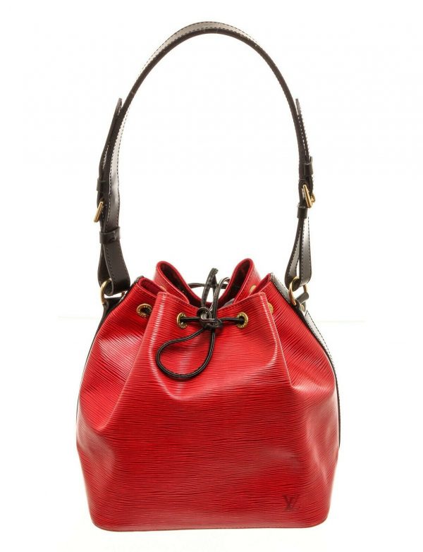 Louis Vuitton Red Black Epi Leather Noe PM Drawstring Shoulder Bag